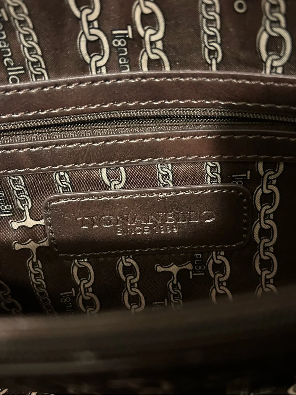 Tignanello Bleecker Street Accordion Satchel Rouge Brown Leather Crossbody Bag